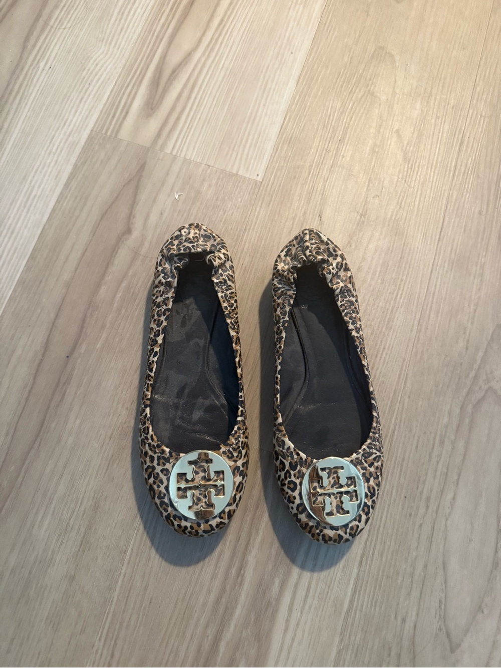 Tory Burch Leopard-Print Reva Logo Ballet Flats - Brown/Black